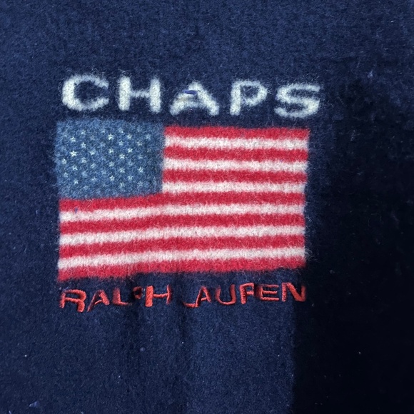 Chaps RL Women’s Navy 100% Lambswool US Flag Logo Winter Casual Sweater Sz-S/M - Picture 2 of 6